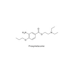 Proxymetacaine  flat skeletal molecular structure Local Anesthetic  drug used in local anasthesia, pain treatment. Vector illustration.