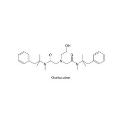 Oxetacaine flat skeletal molecular structure Local Anesthetic  drug used in local anasthesia, pain treatment. Vector illustration.