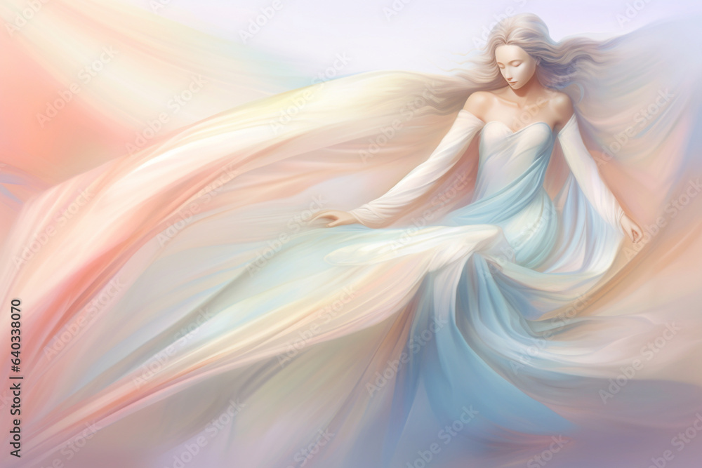 Poster seraphic grace: an image that captures the ethereal beauty and grace of an abstract archangel. gener