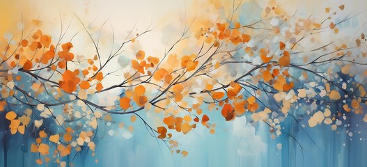 Autumn background with falling leaves. Vector illustration.