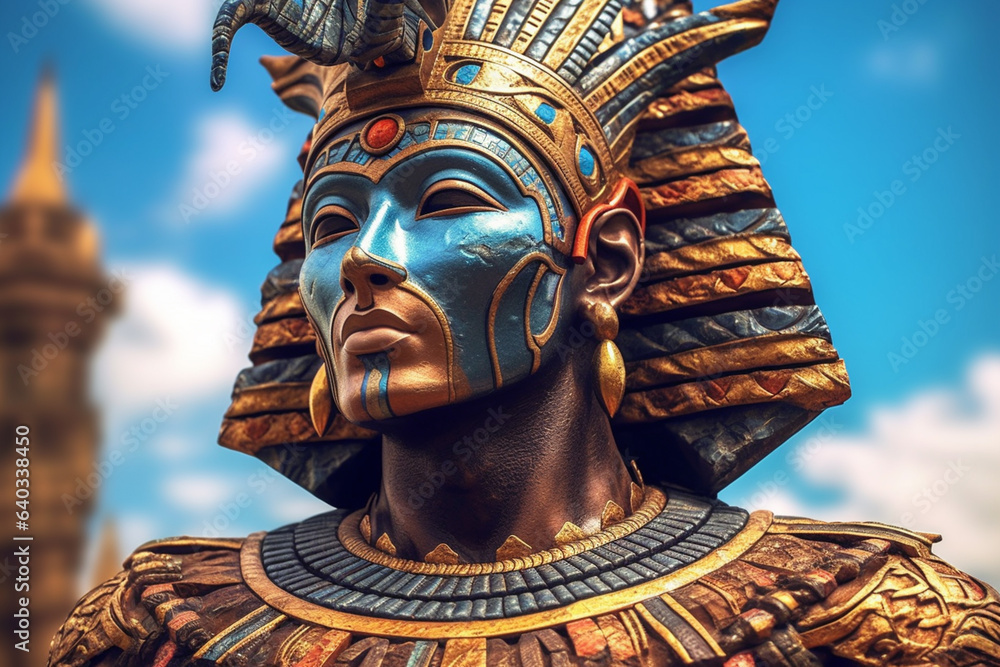 Aufkleber Amun's Divine Majesty: A regal image capturing the abstract essence of Amun, the king of gods and the god of creation. Generative AI technology.
