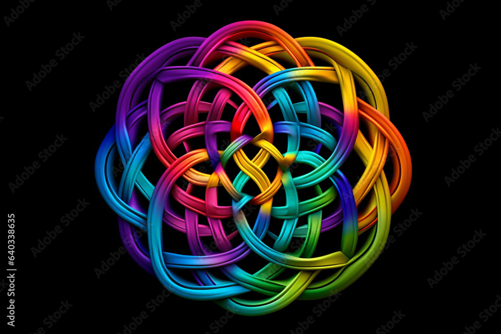 Fototapete celtic knotwork rainbow: a mesmerizing abstract image featuring a celtic knotwork pattern intertwine