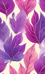 Vertical background of purple leaves. Generative AI.