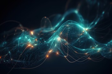 Abstract background of wires and glowing particle. Generative AI