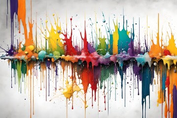 colorful paint splashes on white