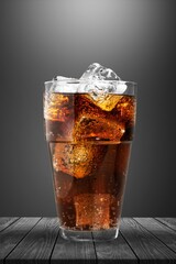 coca cola sweet drink in glass with ice