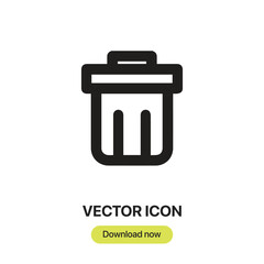 Garbage icon vector. Linear-style sign for mobile concept and web design. Garbage symbol illustration. Pixel vector graphics - Vector.