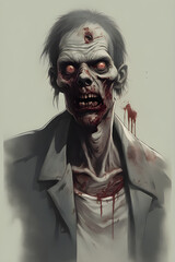 Scary zombie head illustration for Halloween.