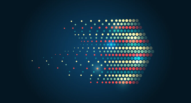 Big data visualization. A dynamic array of information. Data sorting process. Big data stream futuristic infographics. File structuring, machine learning.