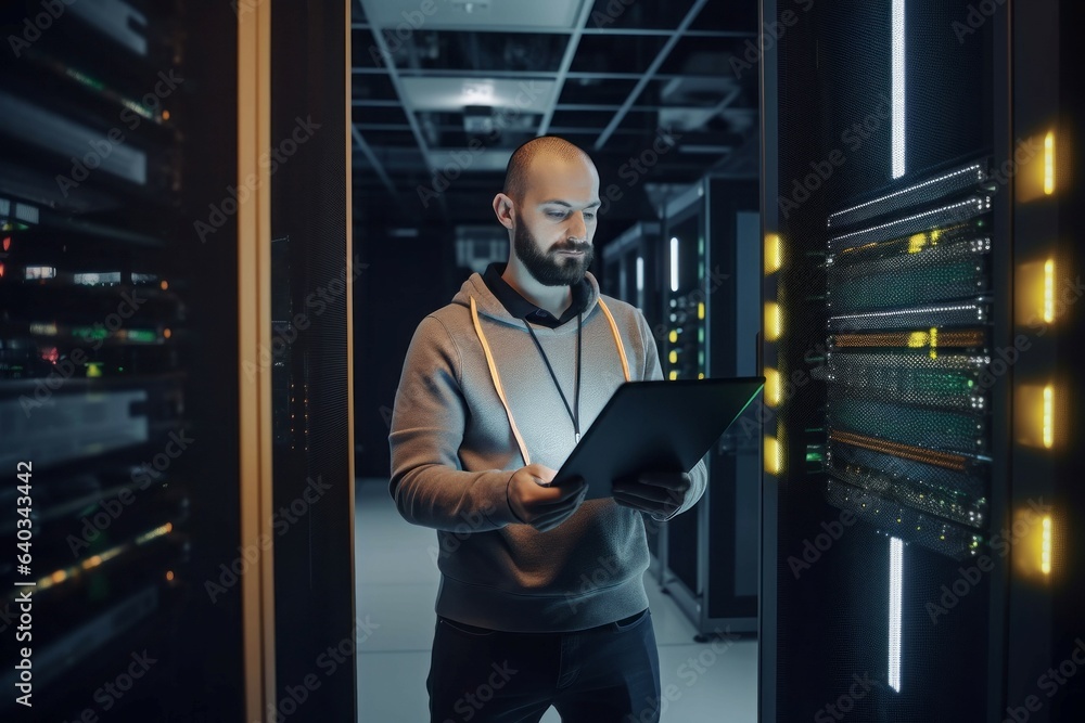Aufkleber man data center. generate ai