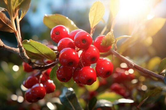 red berries of viburnum