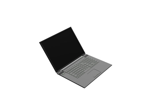 3D Rendering : A mock up illustration of a laptop notebook on a transparent background. technology gadgets for hipster background concept. high resolution