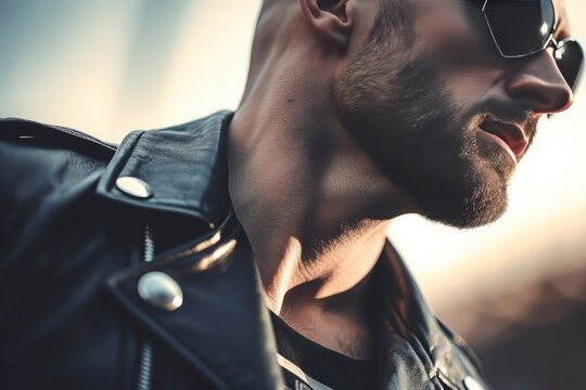 Man leather pants. Generate Ai