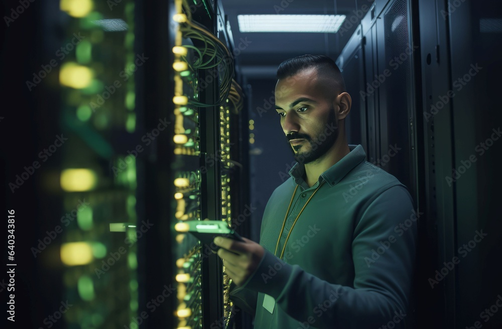 Aufkleber man data center server. generate ai
