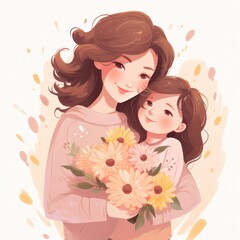 Obraz na płótnie Canvas Happy mom and daughter illustration