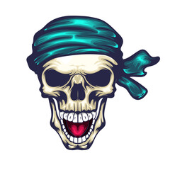 skull open mouth and teeth with bandana part by part vector illustration. 