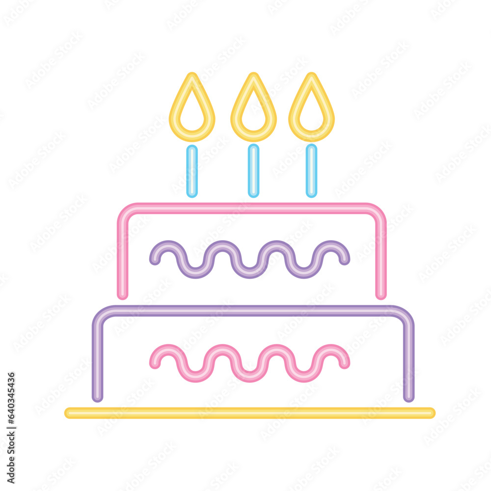 Sticker neon party cake with candles