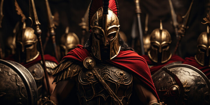Spartan warriors preparing for war.