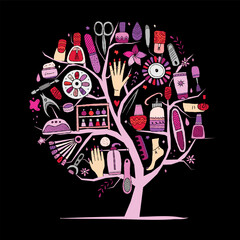 Manicure and pedicure collection. Concept art tree for your design