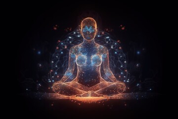 Concept of meditation and spiritual practice for enlightenment. Generated AI - obrazy, fototapety, plakaty