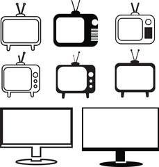 Tv icon, Television symbol in outline style on white background. Tv Icon in trendy flat style isolated on white background