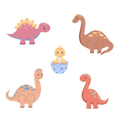 Set with cute childish dinosaur. Cartoon vector illustration of animal for kids design