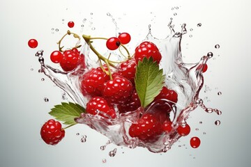 berries falling into water