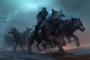 Obraz premium Rebels wolfs fantasy. Generate Ai