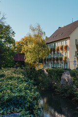 Old national German town house in Bietigheim-Bissingen, Baden-Wuerttemberg, Germany, Europe. Old Town is full of colorful and well preserved buildings.