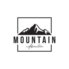 Retro vintage adventurer Logo design with arrow, mountain and compass concept.Logo for climber, adventurer, label and business.