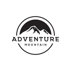 Retro vintage adventurer Logo design with arrow, mountain and compass concept.Logo for climber, adventurer, label and business.