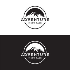 Retro vintage adventurer Logo design with arrow, mountain and compass concept.Logo for climber, adventurer, label and business.
