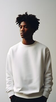 Timeless Elegance: African American Model in a Pure White Sweater