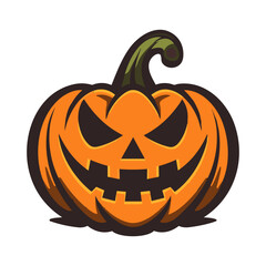 Orange carved pumpkin with smile for your design for the holiday Halloween. Vector illustration.