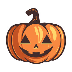 Orange carved pumpkin with smile for your design for the holiday Halloween. Vector illustration.