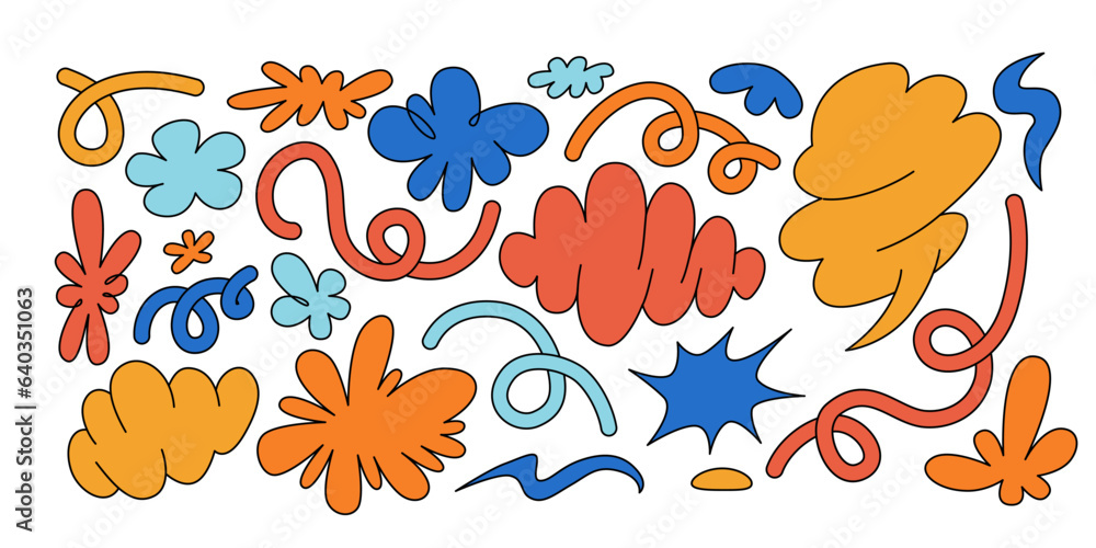 Aufkleber Vector set of minimalist design elements, flowers - abstract background elements for branding, packaging, prints and social media posts..