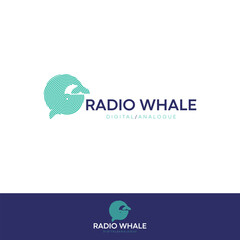 Radio whale logo with wave shapes