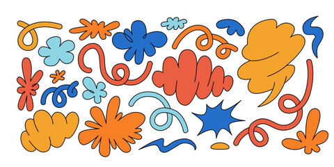 Vector set of minimalist design elements, flowers - abstract background elements for branding, packaging, prints and social media posts..