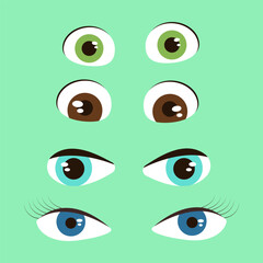 Cartoon style eyes collection, different eye expressions