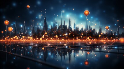 Futuristic Urban Network. Abstract Connectivity.