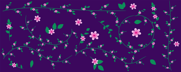 elements of floral ornament, floral ornament, plants, flowers, branches, background, wallpaper