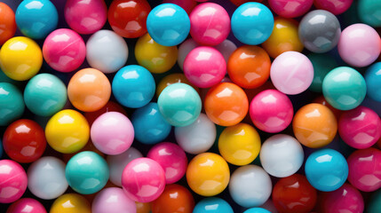 Fototapeta na wymiar Gumballs background. Colorful candies. Assorted brightly colored dragees. Generative AI