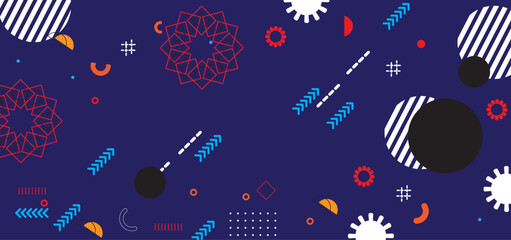 abstract Retro geometric background. Gradient color poster with flat figures. Banner Design	

