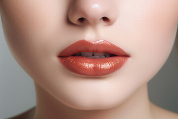 Obraz premium close up of a woman lips with lipstick