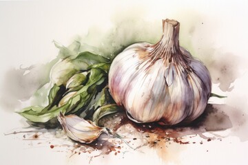 Watercolor garlic