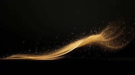 Foto op Plexiglas An image of a wave of gold dust floating gracefully in the air. © radioaktivitat