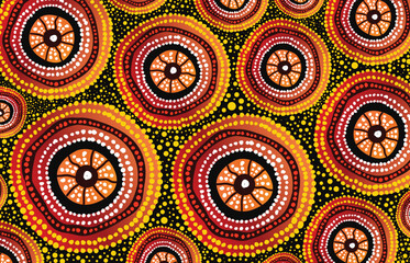 Fototapeta premium A background with a circle pattern in the dot art of the Aboriginals