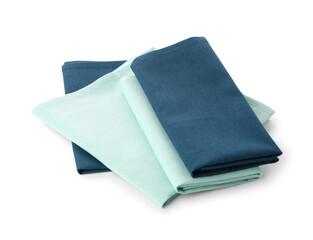 Set of folded clean napkins isolated on white background