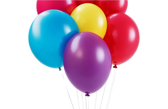 red and yellow balloons for birthday party Transparent background PNG,  Balloons PNG,  ai generative image 