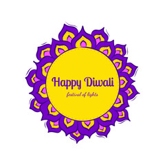 Color Rangoli Happy Diwali Decorative Element in Doodle Style